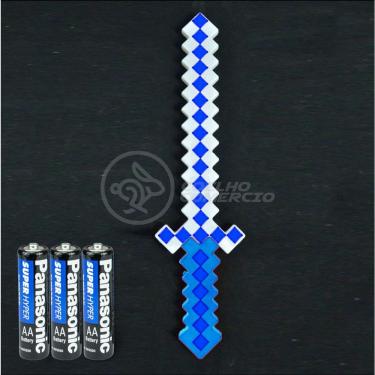 Imagem de Kit Brinquedo Espada Pixel Minecraft 58cm C/Som Luz+3 Pilhas