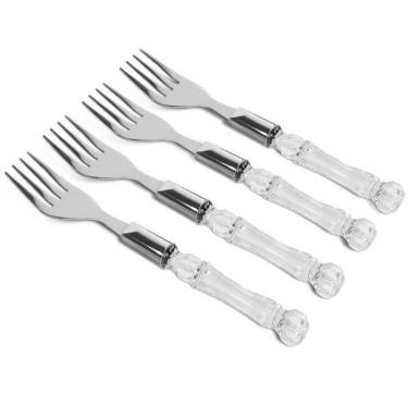 Imagem de Conjunto De Garfos Para Sobremesa Haus Concept Tasty Em Inox E Poliestireno 4 Peças Inox E Transparente