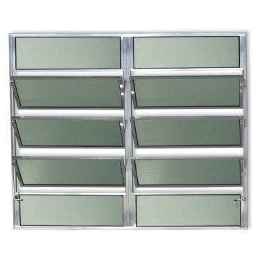 Imagem de Janela Basculante De Alumínio 100x200cm 2 Seções Com Vidro Boreal Plus Brimak Brilhante