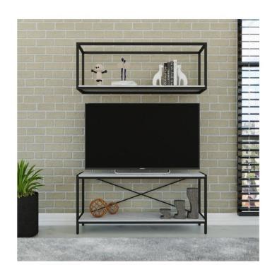 Imagem de Conjunto Rack Para Tv Até 50 Polegadas 1 Nicho Aéreo Estilo Industrial Active Yescasa Branco Chess