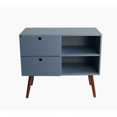 Imagem de Aparador 02 Gavetas 1 Nicho Com Pés Palito Azul Sereno - Mdf Arauco