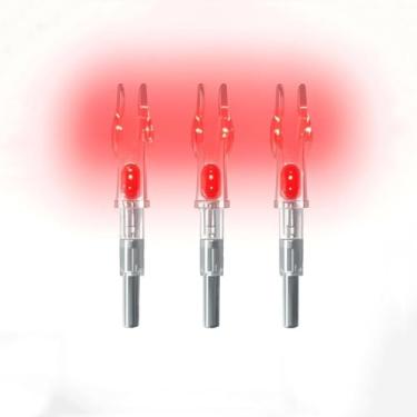 Imagem de JIANZD Nocks iluminados de 4,2 mm para flechas 3 peças de arco composto para tiro de caça, Nockturn - Nock iluminado para flechas com diâmetro interno de 0,166 incluindo Victory-Red