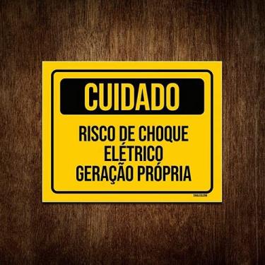 Imagem de Placa Cuidado Risco De Choque Elétrico Geração Própria 18x23