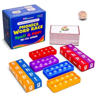 Imagem de CVC Word Race, Learn to Read & Spell Phonics Game for Kids, Multisensory Reading & Spelling Games for Kids, Matching Letter Words with 120pcs Phonics Flash Cards, Alphabet Blocks & Fidget Mats