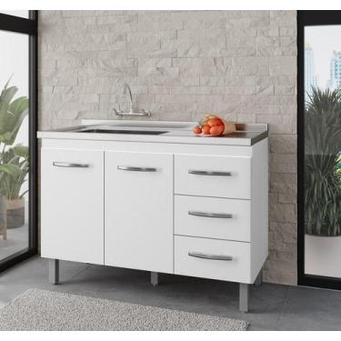 Imagem de Balcão Gabinete Bianca 2 Portas 3 Gavetas Para Pia 120m Sem Tampo/Cuba