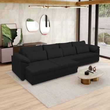 Imagem de Sofá Retrátil Manual Sala de Estar Nolan Bipartido 339cm Conforto Prem