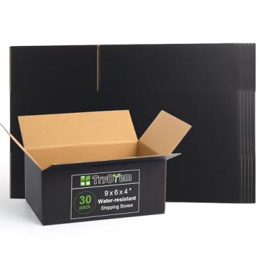 Imagem de TryDrem Caixas De Remessa Médias, 9 X 6 4 Pol., Papelão Preto, Pacote Com 30
