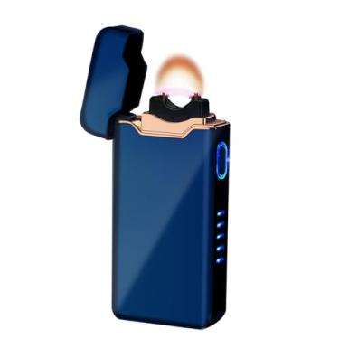 Imagem de SKRFIRE Isqueiro Elétrico À Prova De Vento, Chama Plasma, Arco Recarregável Usb Com Indicador Bateria (Azul Brilhante)