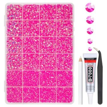 Imagem de qiipii Strass De Resina Rosa Choque Ab Com Cola B7000 Para Joias Artesanato Deslumbrante 2 Mm 3 4 5 6 Fundo Plano, Pedras Gelatina, Diamantes, Joias, Pingentes, Unhas, Rosto, Olhos, Maquiagem, Copos