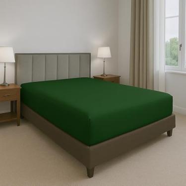 Imagem de Lençol Queen com Elástico 600 Fios Egípcio 100% Algodão – Toque Macio, Tecido Premium (Verde)