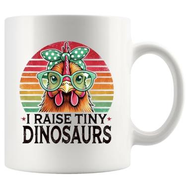 Imagem de Panvola I Raise Tiny Dinosaur Chicken Lover Gifts For Women Men Animal Farmer Poultry Lovers Gift Novelty Drinkware Ceramic Mug 325 ml Branco