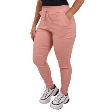 Imagem de Calça Feminina Jogger Cintura Alta Cargo Envio Imediato Elastano Moda 