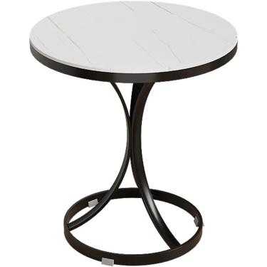 Imagem de Mesa De Café De Mármore Requintada, Mesa De Café Redonda, Mesa De Cabeceira Moderna Com Estrutura De Aço Resistente, Mesa De Sofá Para Sala De Estar, Quarto E Escritório, F, 40 * 40 * 55CM
