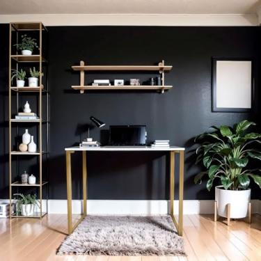 Imagem de Mesa home office 1m x 60cm mesa portátil MDF(DOURADO COM BRANCO)