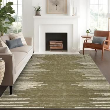 Imagem de GlowSol Tapete lavável 22 x 30 cm para sala de estar, geométrico, sólido, listrado, tapete de casa de fazenda, moderno, minimalista, antiderrapante, antiderrapante, ultramacio, para quarto, escritório