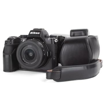 Imagem de MUZIRI KINOKOO Capa para câmara Nikon Z50 II com lente DX 16-50 mm, couro PU capa protetora Z50 II/Z50II - Capa de transporte removível com alça de ombro e anéis pequenos - preto