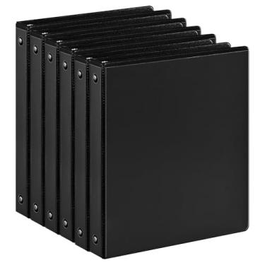 Imagem de Fichário de 3 anéis de 2,5 cm com 2 bolsos internos, fichários básicos de 2,5 cm para papel carta dos EUA 21 cm x 28 cm - fichários versáteis para uso no escritório, casa e escola, pacote com 6