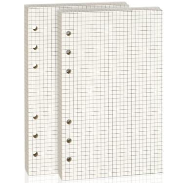 Imagem de Imslery 2 peças (160 folhas) de papel quadriculado A6 para fichário A6 com 6 anéis. Refil de papel com 6 furos/inserção de fichário planejador de orçamento/papel recarregável/papel de enchimento/papel