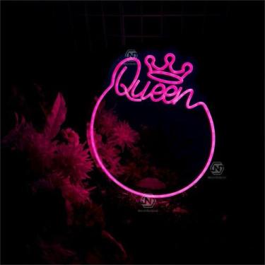 Imagem de Placa Led neon acrílico espelhado Queen 60cm com fonte - NoBrand
