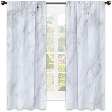 Imagem de Cortinas blecaute de mármore para quarto - Cortinas escurecidas com isolamento térmico para sala de estar, L 106 x C 150 cm