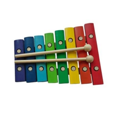 Imagem de Kokiya Xilofone de 8 notas com 2 baquetas, instrumento musical Montessori, brinquedo xilofone de madeira para presente de aniversário para iniciantes, Multicolorido