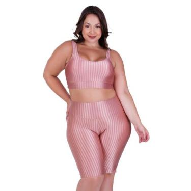 Imagem de Conjunto Fitness Plus Size Top Bojo Removível e Bermuda Cintura Alta 3