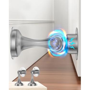 Imagem de WINONLY - Batentes de porta magnéticos, aço inoxidável, pacote com 2 travas magnéticas, fita adesiva dupla face, sem perfuração, parafusos para montagem mais forte, mantenha sua porta aberta