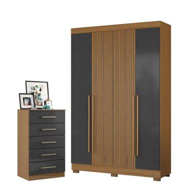 Imagem de Cômoda 2014140 E Guarda Roupa Solteiro 2030240 Atacama Grafite - Aramóveis