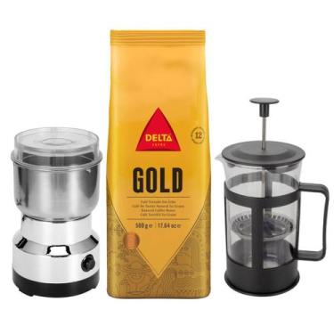 Imagem de Café Delta Q Torrado Grão Prensa Francesa 600Ml Moedor Inox