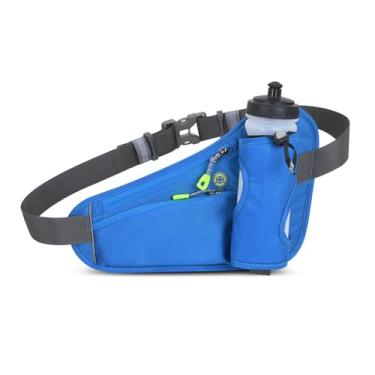 Imagem de Bolsa de cintura para esportes ao ar livre, cinto de hidratação com suporte para garrafa de água, bolsa de telefone para corrida à prova d'água, Azul, One Size