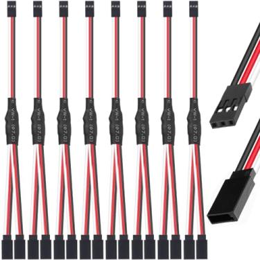 Imagem de DKARDU 8 cabos servo RC 1 a 2 Y, 1 cabo de extensão macho para 2 fêmeas para placa de controle de conexão de extensão servo peças de controle remoto RC JR Futaba RC Car