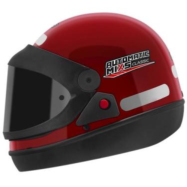 Imagem de Capacete Automatic Classic Mixs Fechado Viseira Fumê, VERMELHO, 56