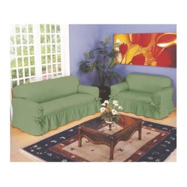 Imagem de Capa De Sofá 2 E 3 Lugares Tecido Gorgurão Grosso  - Campari, Verde Mu