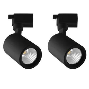 Imagem de Kit 2 Spot LED Preto 10W 6000K Branco Frio Bivolt Para Trilho Eletrificado