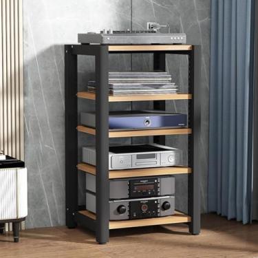 Imagem de Estéreo Std 4-tier Av Media Std Canto Prateleira Record Player Std Com Armazenamento De Vinil Rack De Áudio Móvel Torre Player Std Para Entretenimento Componentes Estér, Light Walnut, 60x50x100cm