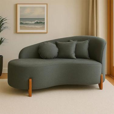 Imagem de Sofá Orgânico Pé De Madeira Curvo Feijão Divã Linho Confortável Resist