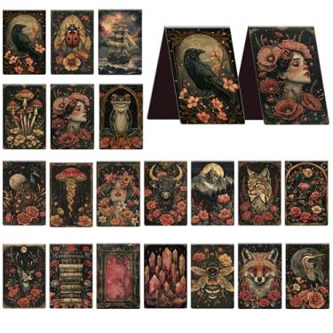 Imagem de 20 peças de marcadores magnéticos mágicos, gótico cottagecore tarô encantado estilo floresta estilo floresta, acessórios de livro de fantasia escura vintage para leitores amantes de magia