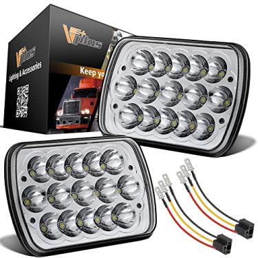 Imagem de Faróis de LED Partsam H6054 7x6 5x7 com feixe selado Hi/Low com chicote de fiação H4 compatível com Jeep Wrangler YJ XJ/GMC Chevrolet Express S10/Ford Cherokee E250/Toyota Tacoma/Mazda