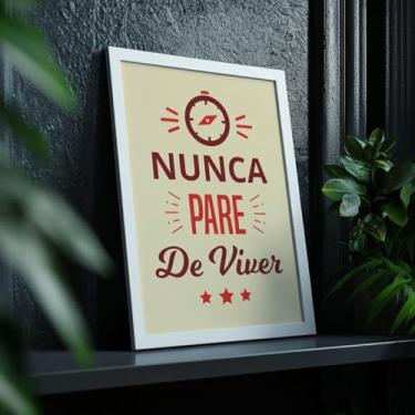 Imagem de Quadro Decorativo Viva Com Moldura | Placa Decorativa Frase Motivacional Vida Otimismo Felicidade