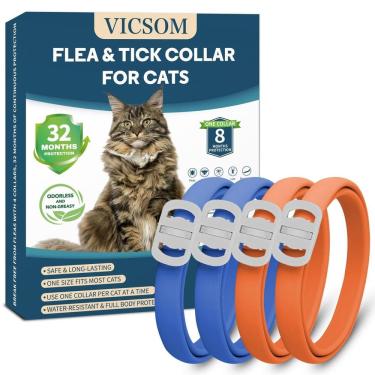 Imagem de Coleira contra pulgas e carrapatos, pacote com 4 unidades para gatos, 32 meses de proteção