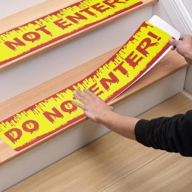 Imagem de RUIZHUO 4 peças de fita adesiva de advertência de Dia das Bruxas, antiderrapante para escadas, tapetes resistentes à prova de derrapagem (não entre)