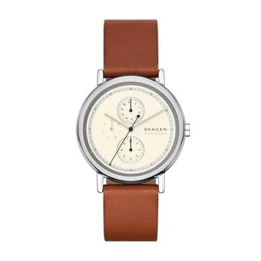 Imagem de Skagen Relógio masculino Signatur de couro marrom multifuncional (modelo: SKW6942)