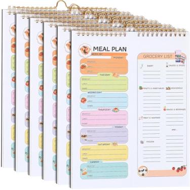 Imagem de Affrolling Planejador de refeições semanal sem data pastel sem data e lista de compras com ímã 21 x 28 cm, organizador magnético de refeições em família, 30 folhas, bloco de planejamento de menu para