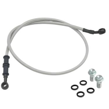 Imagem de GY6 Kit de mangueira de freio para bicicleta suja ATV Scooter 10 mm Banjo + parafuso banjo de aço inoxidável M10x1,25 (28 mm) e arruelas - Compatível com scooters chinesas 50cc-150cc, Go Karts, Quad