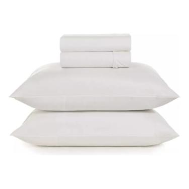 Imagem de Jogo De Cama Solteiro 3pçs Hotelaria 180 Fios Teka Branco Tecido Percal Linha Profissional Profiline Resistente a Lavação Com Cloro Agora Para Uso No Seu Lar