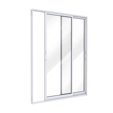 Imagem de Porta de Alumínio de Correr Lateral 2 Folhas 215x160 Lucasa Ideale Branco