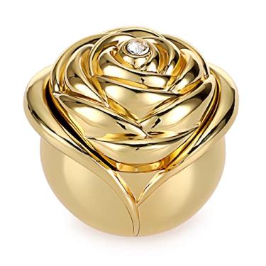 Imagem de Hipiwe Caixa de joias vintage em forma de rosa - organizador de bugigangas de metal dourado pequeno porta-joias caixa de tesouro caixa de lembrança para anéis, brincos, colar, presente para mulheres