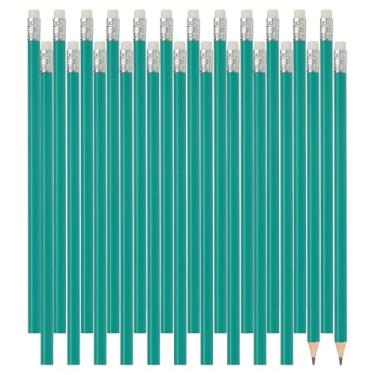 Imagem de PATIKIL Lápis de madeira hexagonais a granel, pacote com 24 lápis de grafite HB com borracha para material de escritório, materiais de desenho de arte de marcação de engenharia, verde