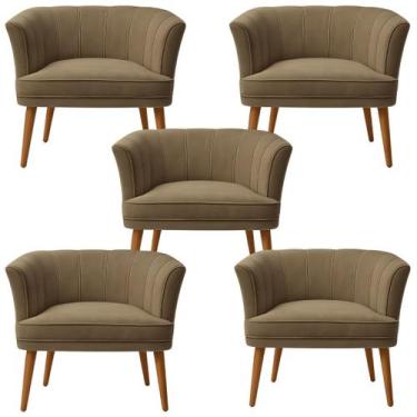 Imagem de Jogo 5 Poltronas Decor para Recepção Clinica Tecido Veludo Confortavel