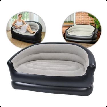 Imagem de Sofá Inflável 2 Lugares Portátil Dobrável Confortável Com Bomba Puff P